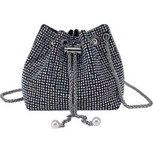 Women's Sparkly Rhinestone Bag Purse Glitter Silver Black